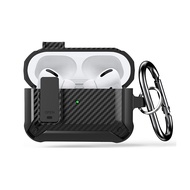 Airpods Pro 2 Case with Lock Lid Keychain Secure Lock Clip Carbon Fiber Airpod 3 Gen Case Full Body Shockproof Hard Shell Protective Cover for AirPod 2