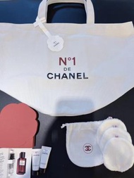 CHANEL 香奈兒限量版紅山茶花環保袋+紅N1香水+護膚套裝