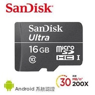 華斯達克 B1 SanDisk Ultra microSD UHS-I 16GB 16g 記憶卡(公司貨) 30MB/s