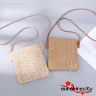 ♀Women´s Straw Plait Small Square Bags One Shoulder Slanted Across Bag