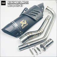 ชุดท่อ All new R15 / MT-15 ปลาย Akrapovic (ปลายดาบ) ยาว17นิ้ว โต 5 นิ้ว สวมคอ 2 นิ้ว พร้อมคอท่อตรงรุ