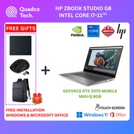 HP Zbook Studio G8, 11th Gen  i7 Processor, 14" FHD Display, NVIDIA GeForce RTX 3070 8GB, 32GB Ram 5