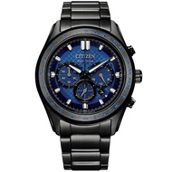 Citizen CA4459-85L Eco-Drive Black Stainless Steel Chronograph Solar Watch Blue Dial