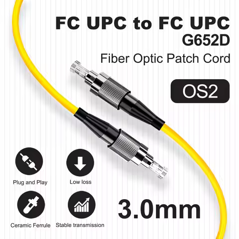 FC UPC Fiber Optical Patch Jumper Cable Singlemode Simplex 1m/3m/5m OS2 Cord 3.0mm PVC G652D SM 1310