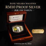Bank Negara Malaysia JKR 150 Tahun Proof Coin Set Limited 1000 With Box Certificate RM10 Silver RM1