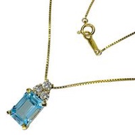 2.61ct Blue Topaz and 0.26ct Diamond Necklace in 18K Gold, 4.1g, 41cm, Women's