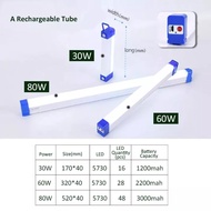 【MY Ready Stock】USB Rechargeable LED Emergency Light DC5V 30W/60W/80W Tube come with Handle/Magnet