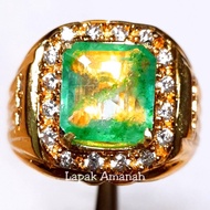 Cincin Batu Zamrud Colombia Top Kristal Super Mewah Asli