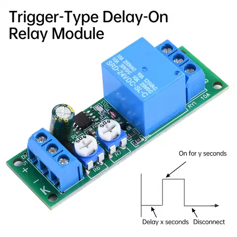 Dual-Delay 2-Stage Adjustable Relay Module DC5V DC12V DC24V Delayed On + Delayed Off Triggered Delay