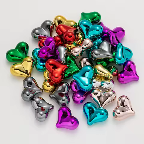 10pcs 17x22mm Acrylic Assorted Heart Beads Kawaii Y2K Loose for Bracelets Necklace DIY Jewelry Chris