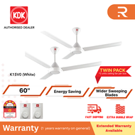 KDK K15V0 White | Brown 60" 3 Blade Ceiling Fan K15V0-PBR | K15V0-WH