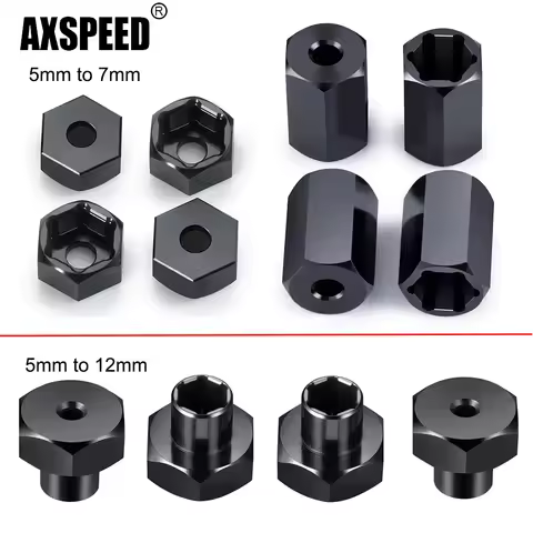AXSPEED 4Pcs 5mm to 7mm/12mm Hex Wheel Hub Adapters Conversion for Axial SCX24 1/24 Wheels on WPL D1