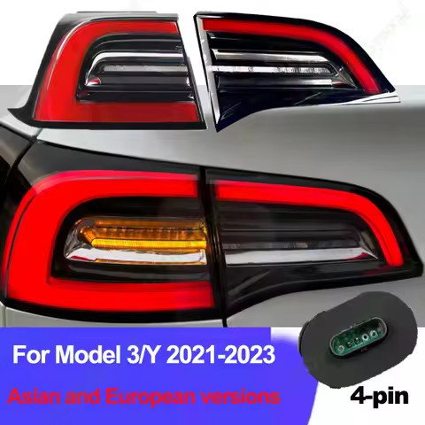 LED Tail Light For Tesla Model 3 Y 2021-2024 EU Asia Amber Turn Signal Rear Brake Reverse Fog Lamp 4