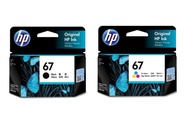 (ของแท้) หมึกพิมพ์แท้ HP 67 Series Black สีดำ / Tri-color สามสี / แพ็คเดี่ยว /แพ็คคู่ สำหรับ Deskejt