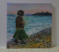 壓克力畫/丙烯藝術/手繪裝飾掛畫30×30【海邊走走】