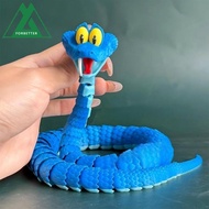 FORBETTER Articulated Poseable Snake, 3D Printed Zootropolis Blue Snake, Cartoon Snake Statue Snake 