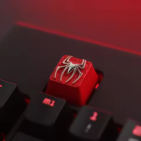 Keystone Artisan Keycap for Mechanical Keyboard Red Color Spider Game Theme Zinc Aluminum Alloy Meta