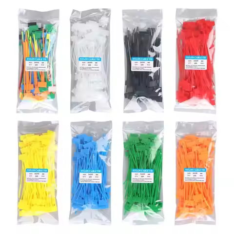 100pcs Strapping Tape Mesh Wire Marker Self-locking Zip Ties Tag Labels Nylon Ties Colorful Tag Cabl
