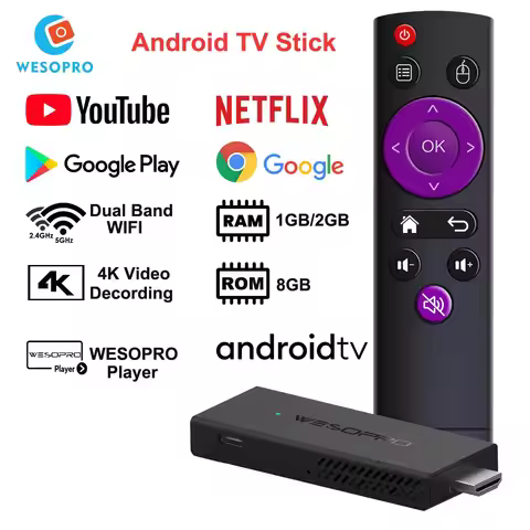 WESOPRO Android TV Stick G2 Lite Plus Smart IPTV Media Player 1GB 2GB RAM 8GB ROM 2.4GHz 5.0GHz Wifi