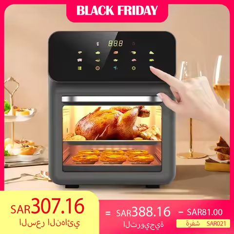 10L Large Capacity Electric Air Fryers Oil-free Automatic Household Kitchen 360°Baking Convection Ov