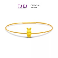 FC1 TAKA Jewellery 999 Pure Gold Rabbit Pendant with Cord Bracelet