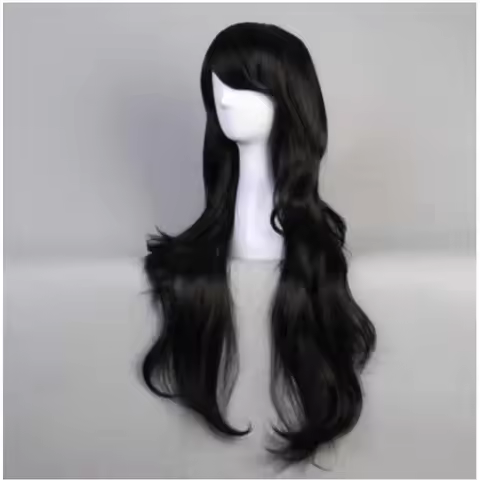 Wig Adventure time Marceline the Vampire Queen long Black wavy curly Cosplay Wig Fashion jewelry Wig