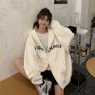 CHNGE Cotton FleeceJacket Men and Women Unisex Korean Style Loose Zip Hoodie Real Photo Product