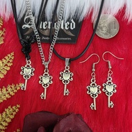 Heart Key Necklace Earrings | Fairycore Halloween Gothic Grunge