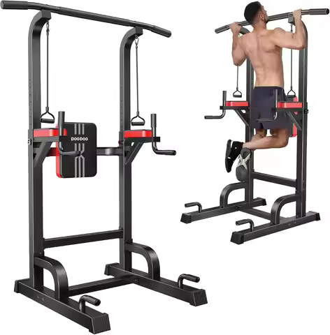 Power Tower Dip Station Pull Up Bar for Fitness Home Gym Workout,Multi-Function Adjustable Height Fi