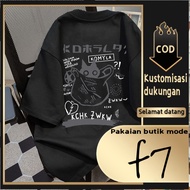 F7 T-shirt Women's Top Korean Style Black Adult Distro Short Sleeve Cool Premium Oversize Unisex C11