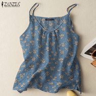Esolo ZANZEA เสื้อกล้ามสำหรับสตรีสายเดี่ยวเสื้อกั๊กดอกไม้ฤดูร้อนชายหาดหลวมลำลอง Cami Tops #2