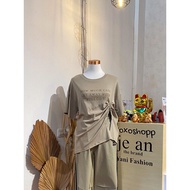 MONOCLOTHING - GANNI TOP - WOMEN'S OVERSIZED T-SHIRT TOP - SIDE DRAWSTRING