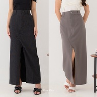 Dear Elea - Kate Maxi Skirt | Maxi Long Basic Skirt Semi Wool Stripe Skirt Women's Long Slit Maxi Sk