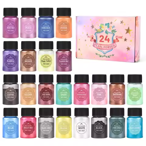 Mica Powder 24 Colors 10g Mirror Natural Mica Pearl Powder Dye Epoxy Resin Candle DIY Jewelry Making