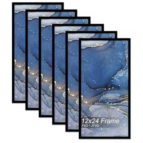 Picture Frame Set of 6 Black Frame for 12 x 24 Inch Picture Poster Photo Light Weight and High Trans