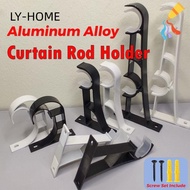 LY 1Pcs Curtain Rod Bracket, Fixing Clip Single Double Hang Hanger Hook, Furniture Hardware Aluminum Alloy Crossbar Rod Support Clamp