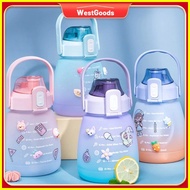 【hot sale】 WG 1.3L PASTEL Tumbler Drinking Bottle W/ Straw&amp;Time Marker Sports Water Bottle Free 3D