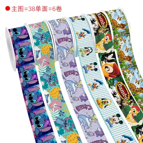 Disney Bambi Mickey Marie Cat Grosgrain Satin Ribbon Custom For Hair Bows DIY Materials Headwear Car