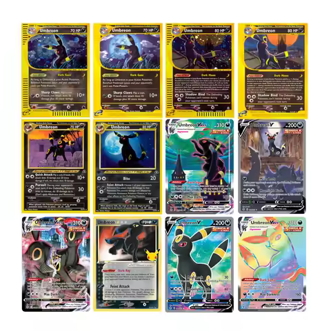 Umbreon Pokemon Proxy Cards UmbreonV/VMAX Series Cards Hobbies Rare Collection Battle Cards Toys Gif