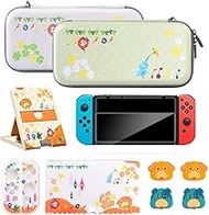 VGBUS Switch Case Compaticable with Nintendo Switch Oled.Cute Carry Case Bundle for Pikmin Fans with Switch Oled Protective Cover,Screen Protector,Playstand &amp; Thumb Caps