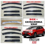 4pcs Proton X50 Door Visor  Air Press Window Cover Mirror Rain Guard Mugen Move Slim Kening Pintu