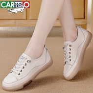 KY/🏅Cartelo Crocodile（CARTELO）Brand Women's Genuine Leather Shoes Flat New White Shoes Women's Tendon Bottom Casual Pump