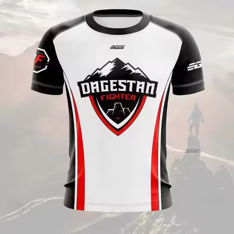 2026 Popular Dagestan Fighting Theme T-Shirt Black White and Red Color Scheme Quick-Drying Fabric Me