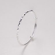 【Ship In 24H】銀 手鏈 999 純銀银手环手鐲女韓版不掉色手鐲女純銀不掉色 Bracelet Adjustable For Women 【店铺热销】纯银S925碎冰冰手镯简约小众设计手环波