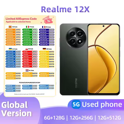 Realme 12x 5g Smartphone Unlocked RAM 12GB ROM 256GB All Colours Good Condition 50MP Android Used Ph