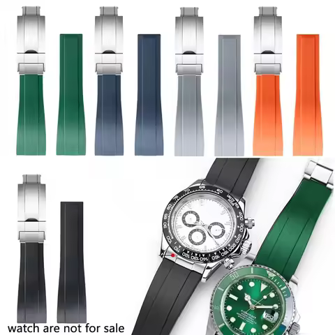 High quality Rubber Watch Strap For Rolex Daytona Tudor Black bay Omega Longines Watchband 20mm 21mm