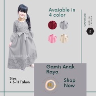 Children's Gamis Dress Brukat Mix Moscrepe - Fitri Size 3-11 years