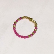 泰國紅寶石18KGP金珠串戒指