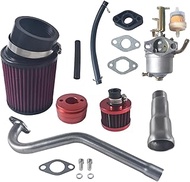 VCUJSUC Upgraded Carburetor Carb 58mm Air Filter Adapter Exhaust Pipe Header Stage 2 Kit For Coleman