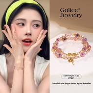 golicc | Layered Design Agate Charm Bracelet